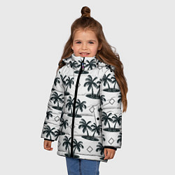 Куртка зимняя для девочки Пальма и ромб, цвет: 3D-красный — фото 2
