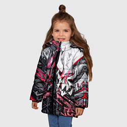 Куртка зимняя для девочки Два черепа и красные полосы, цвет: 3D-светло-серый — фото 2