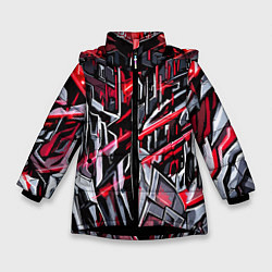Куртка зимняя для девочки Адский металл красный, цвет: 3D-черный