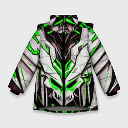 Куртка зимняя для девочки Зелёный адский череп, цвет: 3D-светло-серый