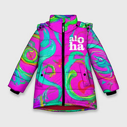 Куртка зимняя для девочки Abstract floral pattern - aloha, цвет: 3D-красный