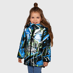 Куртка зимняя для девочки Синий адский череп, цвет: 3D-черный — фото 2