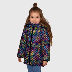 Куртка зимняя для девочки Вышитый узор, цвет: 3D-светло-серый — фото 2