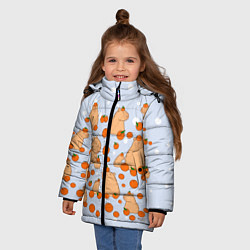 Куртка зимняя для девочки Мем капибара и мандарины, цвет: 3D-красный — фото 2
