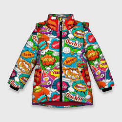 Куртка зимняя для девочки Bang Boom Ouch pop art pattern, цвет: 3D-красный
