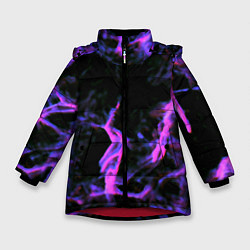 Куртка зимняя для девочки Неоновая текстура разрывы текстура, цвет: 3D-красный