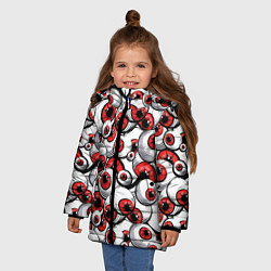 Куртка зимняя для девочки Красные глазные яблоки, цвет: 3D-красный — фото 2