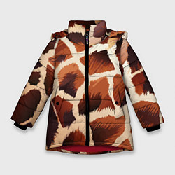 Куртка зимняя для девочки Пятнистый мех жирафа, цвет: 3D-красный