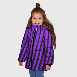 Куртка зимняя для девочки Неоновый фиолетовый полосатый, цвет: 3D-красный — фото 2