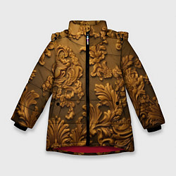 Куртка зимняя для девочки Темная лепнина золото, цвет: 3D-красный