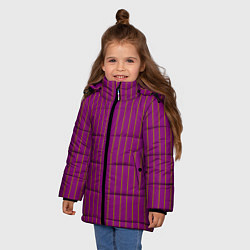 Куртка зимняя для девочки Бордовый в тонкую полоску, цвет: 3D-черный — фото 2