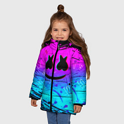 Куртка зимняя для девочки Маршмэллоу x бтс неоновый стиль, цвет: 3D-красный — фото 2
