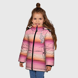 Куртка зимняя для девочки Рука-Вещь: текстура свитера Энид из сериала Уэнсде, цвет: 3D-светло-серый — фото 2