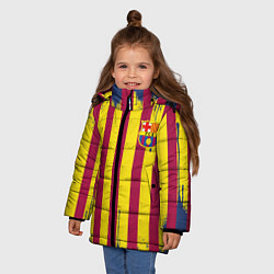 Куртка зимняя для девочки Полосатые цвета футбольного клуба Барселона, цвет: 3D-красный — фото 2