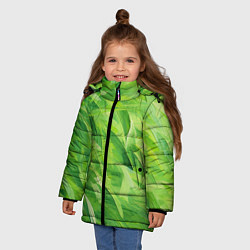 Куртка зимняя для девочки Зеленые мазки, цвет: 3D-черный — фото 2