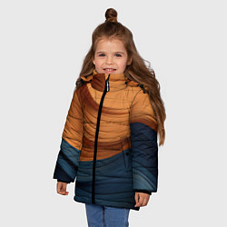 Куртка зимняя для девочки Оранжевая и синяя абстракция, цвет: 3D-красный — фото 2