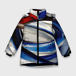 Куртка зимняя для девочки Изогнутая абстракция, цвет: 3D-черный