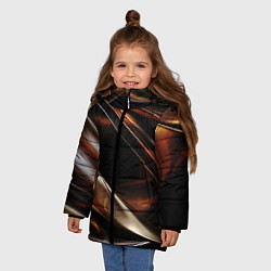 Куртка зимняя для девочки Изогнутая шоколадная абстракция, цвет: 3D-светло-серый — фото 2