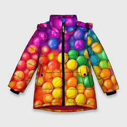 Куртка зимняя для девочки Разноцветные шарики, цвет: 3D-красный