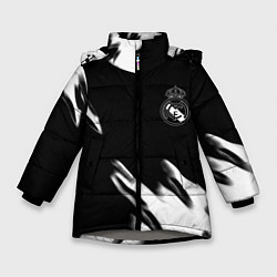 Куртка зимняя для девочки Real madrid белые краски текстура, цвет: 3D-светло-серый
