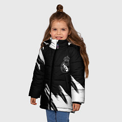 Куртка зимняя для девочки Real madrid белые краски текстура, цвет: 3D-светло-серый — фото 2