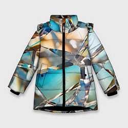 Куртка зимняя для девочки Грани стеклянного камня, цвет: 3D-черный