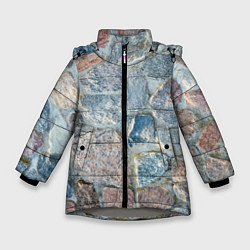 Куртка зимняя для девочки Каменный фон, цвет: 3D-светло-серый
