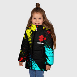 Куртка зимняя для девочки Suzuki краски абстрактные, цвет: 3D-красный — фото 2