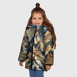 Куртка зимняя для девочки Золотые горы, цвет: 3D-светло-серый — фото 2