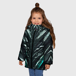 Куртка зимняя для девочки Зелёная малахитовая броня, цвет: 3D-светло-серый — фото 2