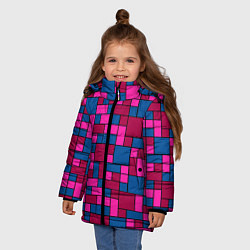 Куртка зимняя для девочки Геометрические цветные фигуры, цвет: 3D-красный — фото 2