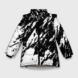 Куртка зимняя для девочки Просто краски штрихи, цвет: 3D-светло-серый