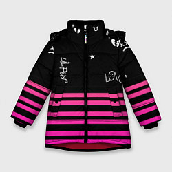 Куртка зимняя для девочки Lil Peep розовые полосы, цвет: 3D-красный