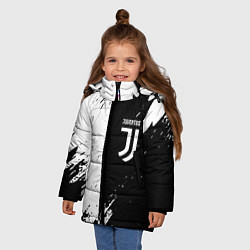 Куртка зимняя для девочки Juventus краски чёрнобелые, цвет: 3D-красный — фото 2