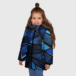 Куртка зимняя для девочки Синие объемные геометрические объекты, цвет: 3D-черный — фото 2