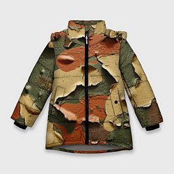 Зимняя куртка для девочки Реалистичный камуфляж из краски