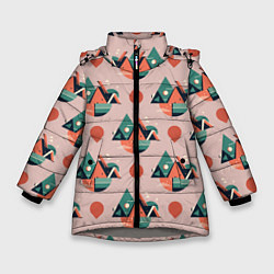 Куртка зимняя для девочки Абстракция, треугольник, цвет: 3D-светло-серый