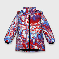 Куртка зимняя для девочки Абстрактный разноцветный паттерн, цвет: 3D-черный