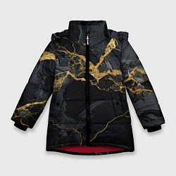 Куртка зимняя для девочки Золотой путь на черном граните, цвет: 3D-красный