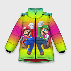 Куртка зимняя для девочки Братья Марио, цвет: 3D-красный