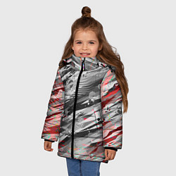 Куртка зимняя для девочки Серые узоры, цвет: 3D-черный — фото 2