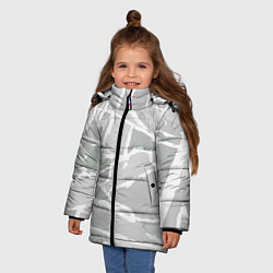 Куртка зимняя для девочки Серо-белая геометрия, цвет: 3D-светло-серый — фото 2