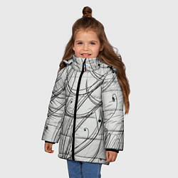 Куртка зимняя для девочки Монохромные завитки, цвет: 3D-черный — фото 2