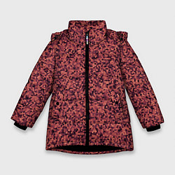 Зимняя куртка для девочки Паттерн мелкая мозаика тёмно-розовый