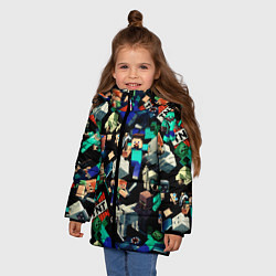 Куртка зимняя для девочки Майнкрафт персонажи, цвет: 3D-черный — фото 2