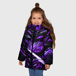 Куртка зимняя для девочки Фиолетовый камень на чёрном фоне, цвет: 3D-черный — фото 2