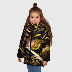 Куртка зимняя для девочки Жёлтый камень на чёрном фоне, цвет: 3D-светло-серый — фото 2