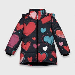 Зимняя куртка для девочки Сердечный паттерн