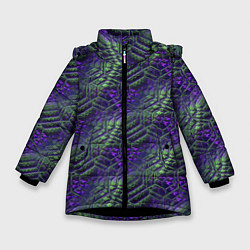 Куртка зимняя для девочки Фиолетово-зеленые ромбики, цвет: 3D-черный