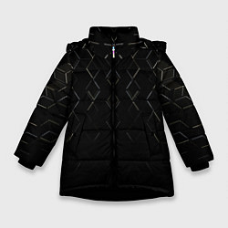 Куртка зимняя для девочки Чёрные текстуры броня, цвет: 3D-черный